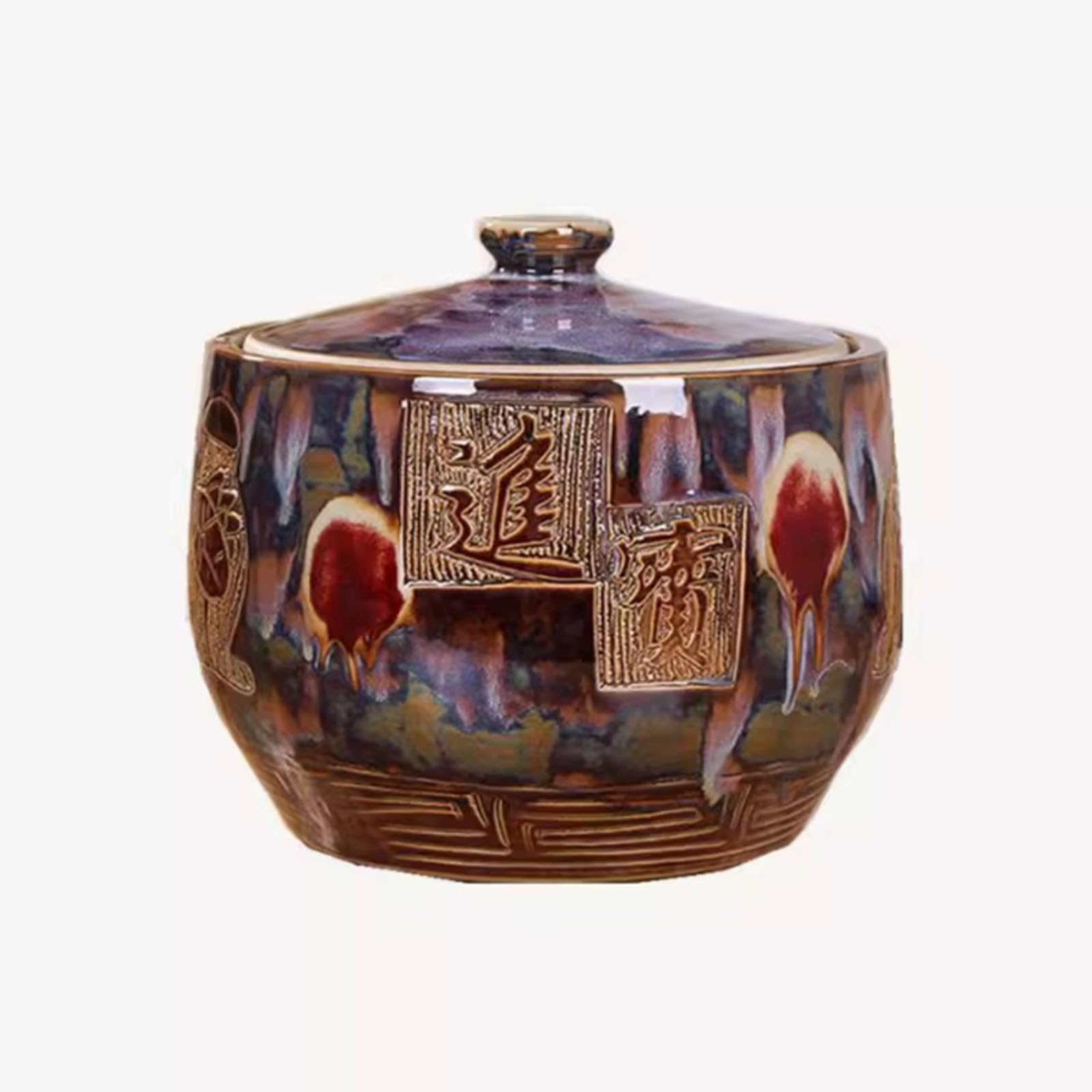 Ixtregzjkm A Ceramic Rice Jar With Lid, Grain Dispenser, Ceramic Rice Container, Flour Bucket, Large Irtight Storage Container, Food Storage Jar For Rice, Flour, Grain, Dry Goods 10Kg