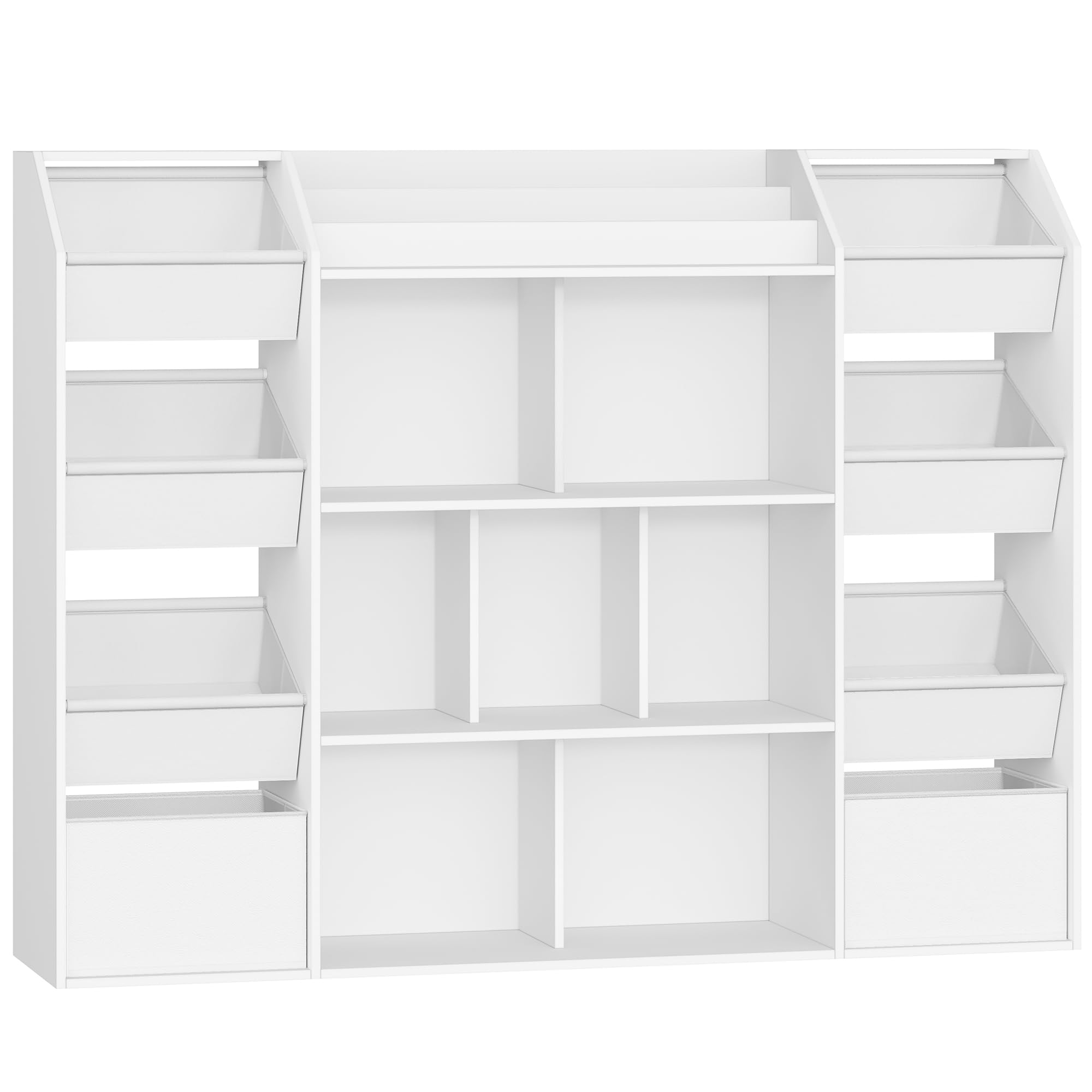 HEXCELEN Meuble Rangement Enfant, Bibliothèque Enfant, Étagère à Jouets 8 Boîtes en Non-tissé, pour Chambre d'enfant, Salons, Bureau, 30 x 130 x 100 cm, Blanc