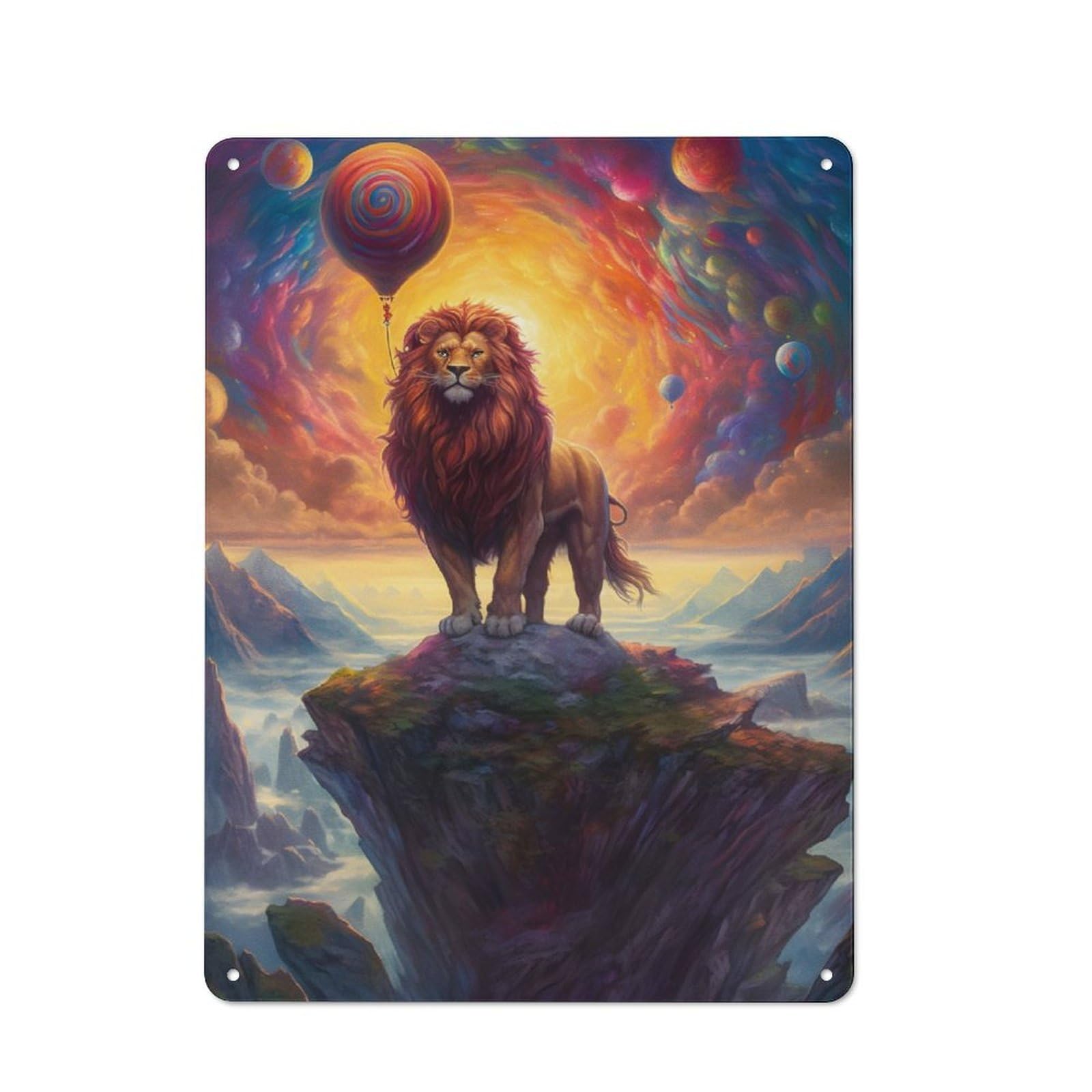 Retro King Lion Vintage Metal Sign 40x30cm, Small Space Decor for Hallway, Home Bar, Garage Or Study
