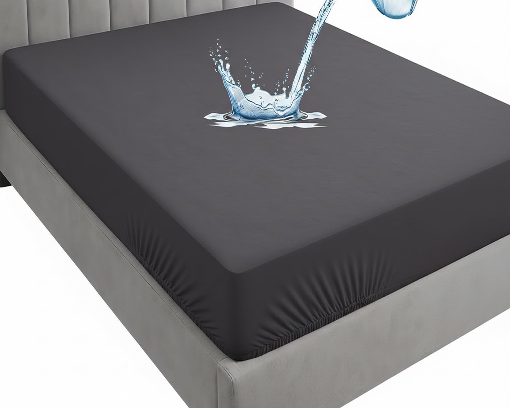 Viewstar Waterproof Mattress Protector, Dark Gray, Terry Cotton, Deep Pocket up to 10 Inches, 360° Elastic Skirting, Breathable Fitted Cover, Machine Washable (6x3 Ft / 72x36 Inches)-image-39