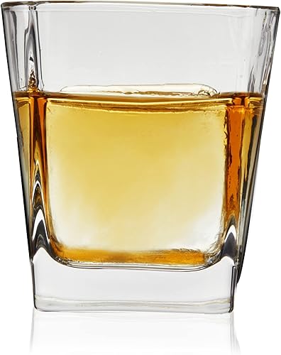 Miniatura 7 de True Juego de 4 vasos cuadrados dobles antiguos  Vasos de whisky de bola baja para cócteles, bebidas o licor, aptos para lavavajillas, 10 onzas