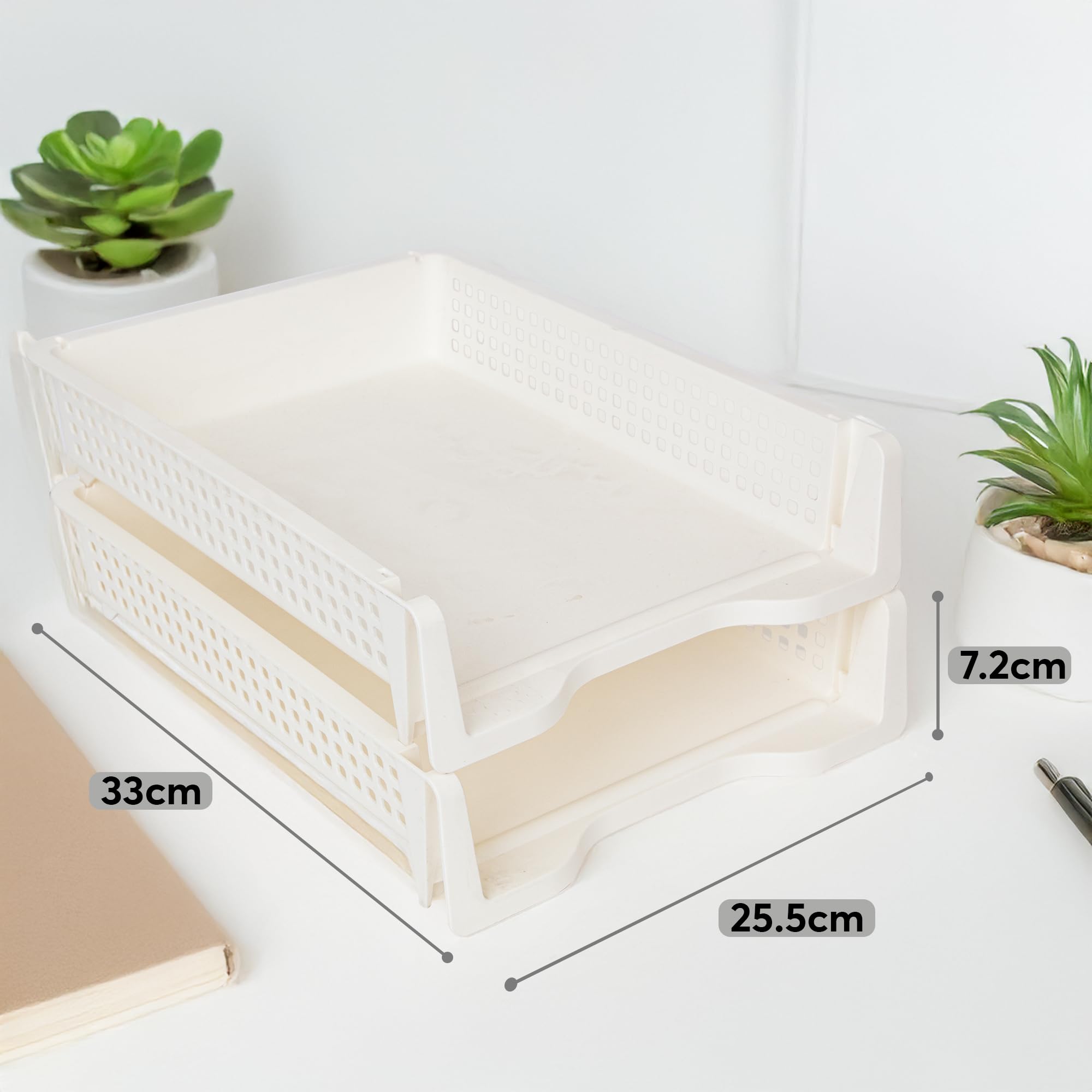 Organizador de escritorio con bandeja para cartas, organizador de papel apilable para el hogar y la oficina, bandeja de papel de plástico duradero para escritorio, soporte para documentos tamaño A4 y