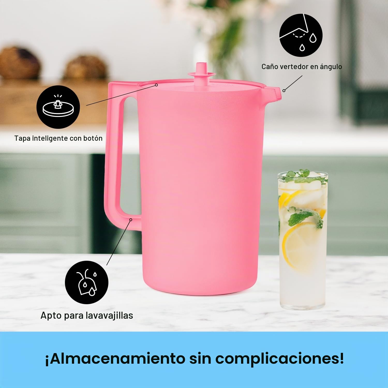 Tupperware Heritage - Jarra de 1 galón en caramelo suave, apta para lavavajillas y sin BPA