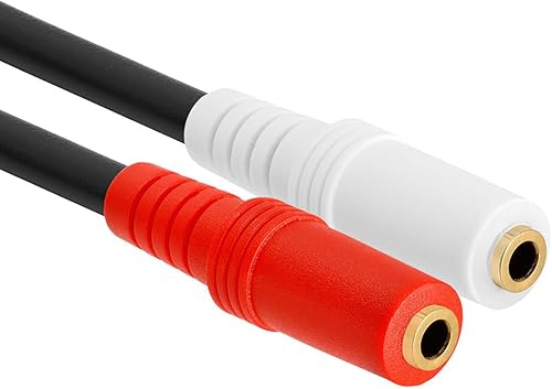 Miniatura 3 de Cmple - Paquete de 5 Cable de extensión de divisor en Y estéreo de audio de 0.138 in macho a 2 puertos Adaptador divisor de auriculares hembra de