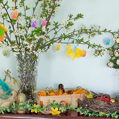 30Pcs Easter Glitter Hanging Eggs - Colorful Tinsel Easter Egg Ornaments, Spring Foam Hanging Egg Ornament For Easter Tree Christmas Home Party Diy Craft Decoration (Size S) #TOP4
