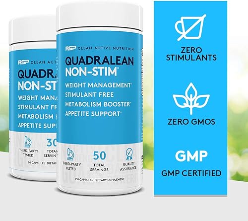 Miniatura 8 de RSP Nutrition QuadraLean - Control de peso sin estimulantes refuerzo del metabolismo apoyo de energía y apetito - CLA L-carnitina extracto de té
