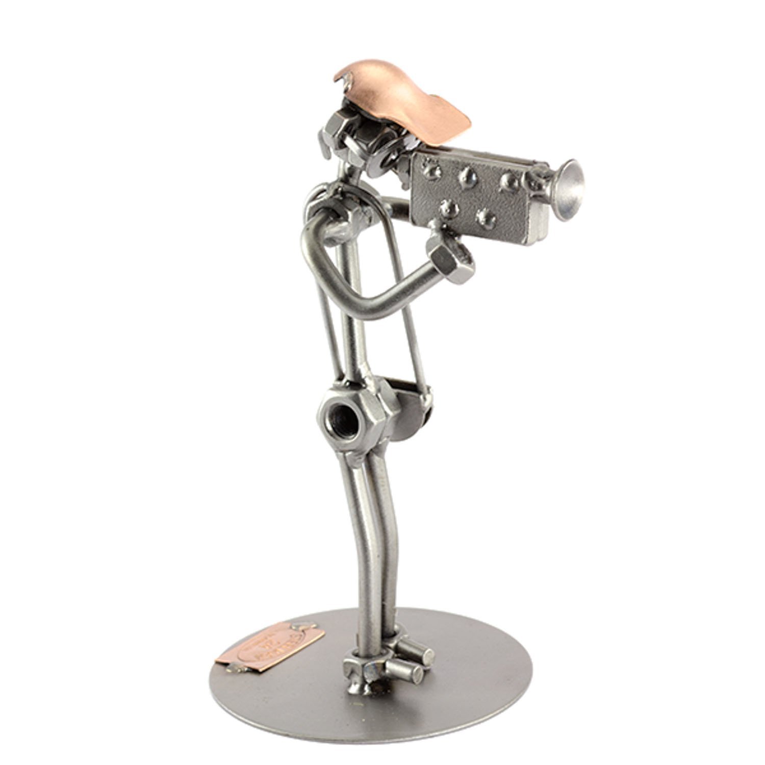 Steelman24 Omino Con Viti E Dadi – Testa Di Rana Con Cellulare – Soprammobile In Metallo Fatto A Mano – Regalo Originale