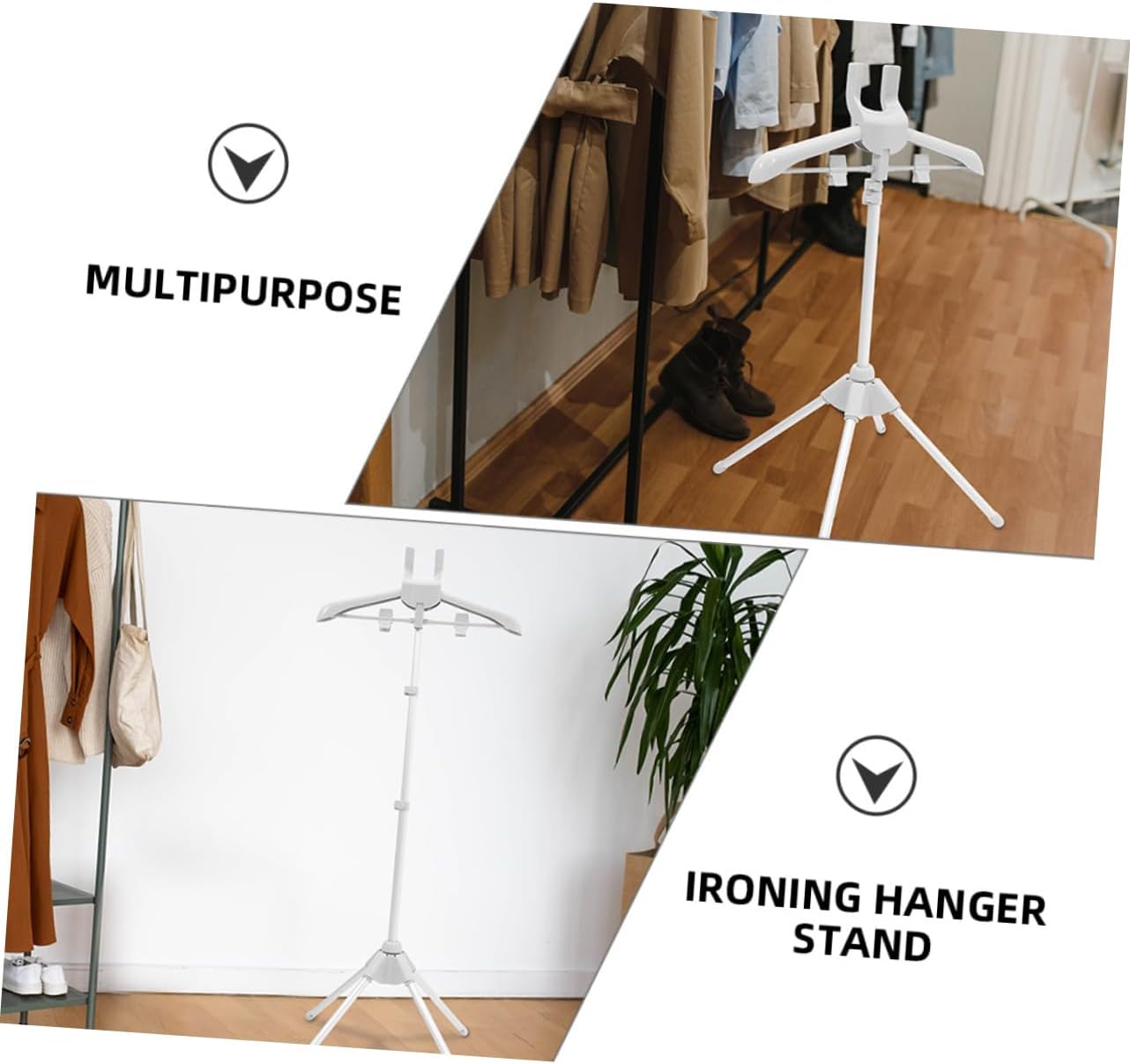 Luxshiny Foldable Ironing Clothes Rack Adjustable Height Metal Garment Steamer Bracket for Easy Ironing and Drying for Home and Travel
