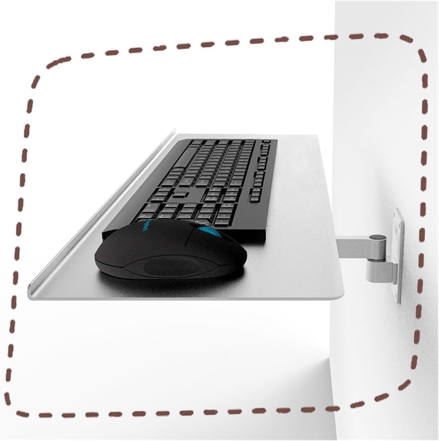 Retractable Keyboard Tray Wall Mount, Pneumatic ng Extender, Adjustable One Arm Keyboard Holder for, Space-Saving Design