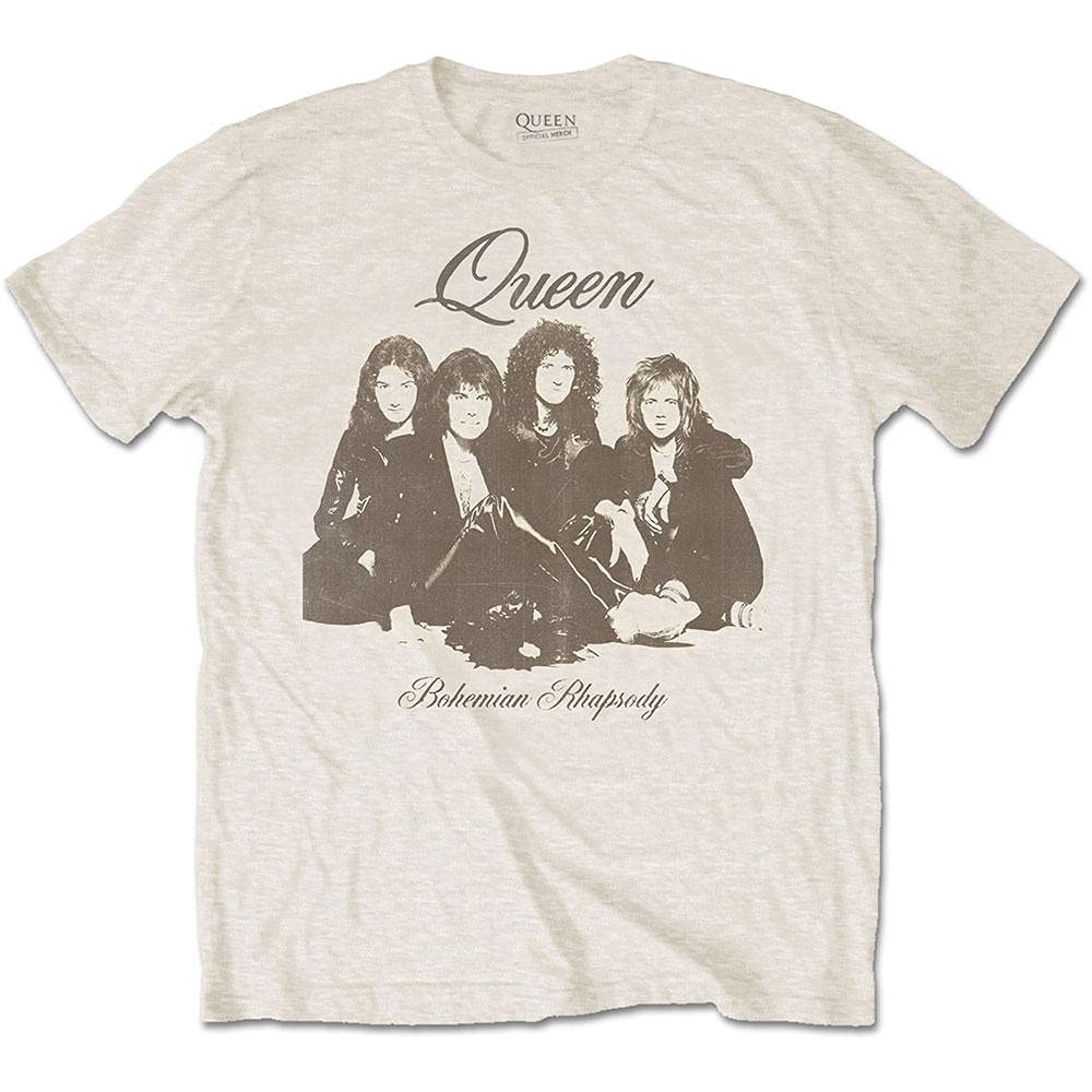 Queen T Shirt Bohemian Rhapsody Portrait Band Logo Official Natural M