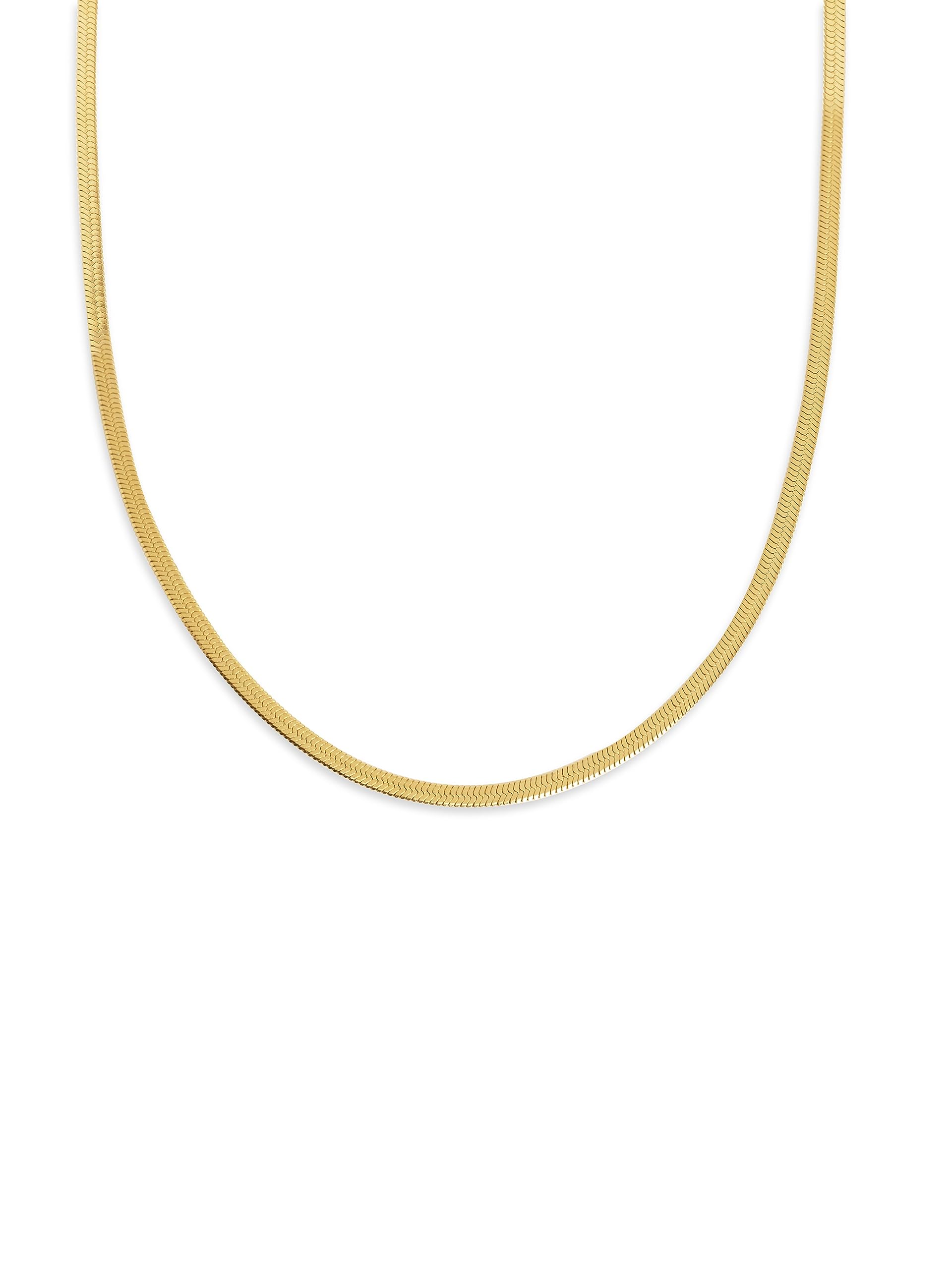SINGULARU Collar Lisse S - Collar en Acero inoxidable o en Acero Inoxidable con Baño en Oro de 18 Kt -Cadena Plana de Talla Única 40 cm con Alargador - Varios Acabados