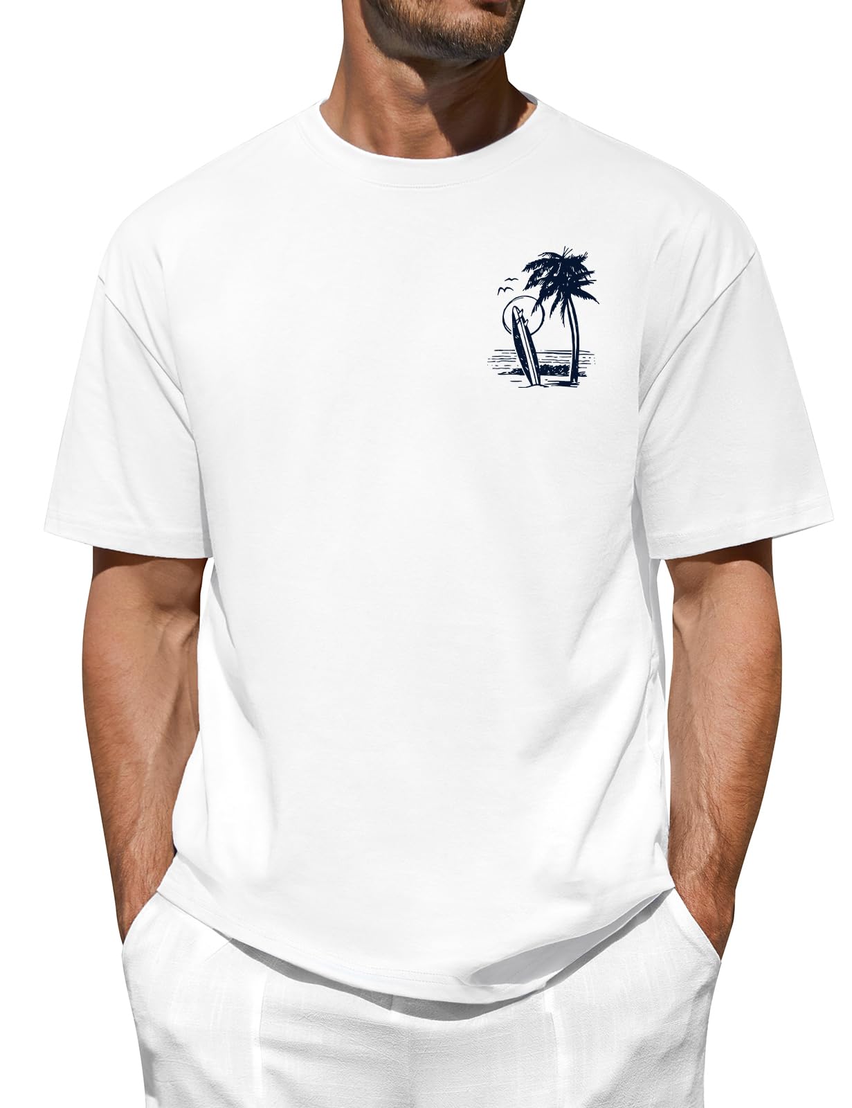 heekpek Tshirt Herren Sommer Oversize Baumwolle T-Shirts für Herren Männer Basic Classic T Shirt Rundhals Kurzarm Print Top