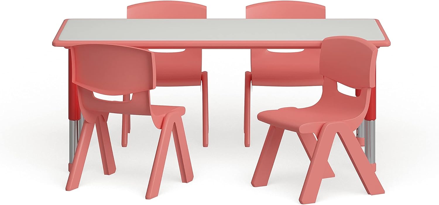Adjustable Green Plastic Activity Table with 4 Chairs