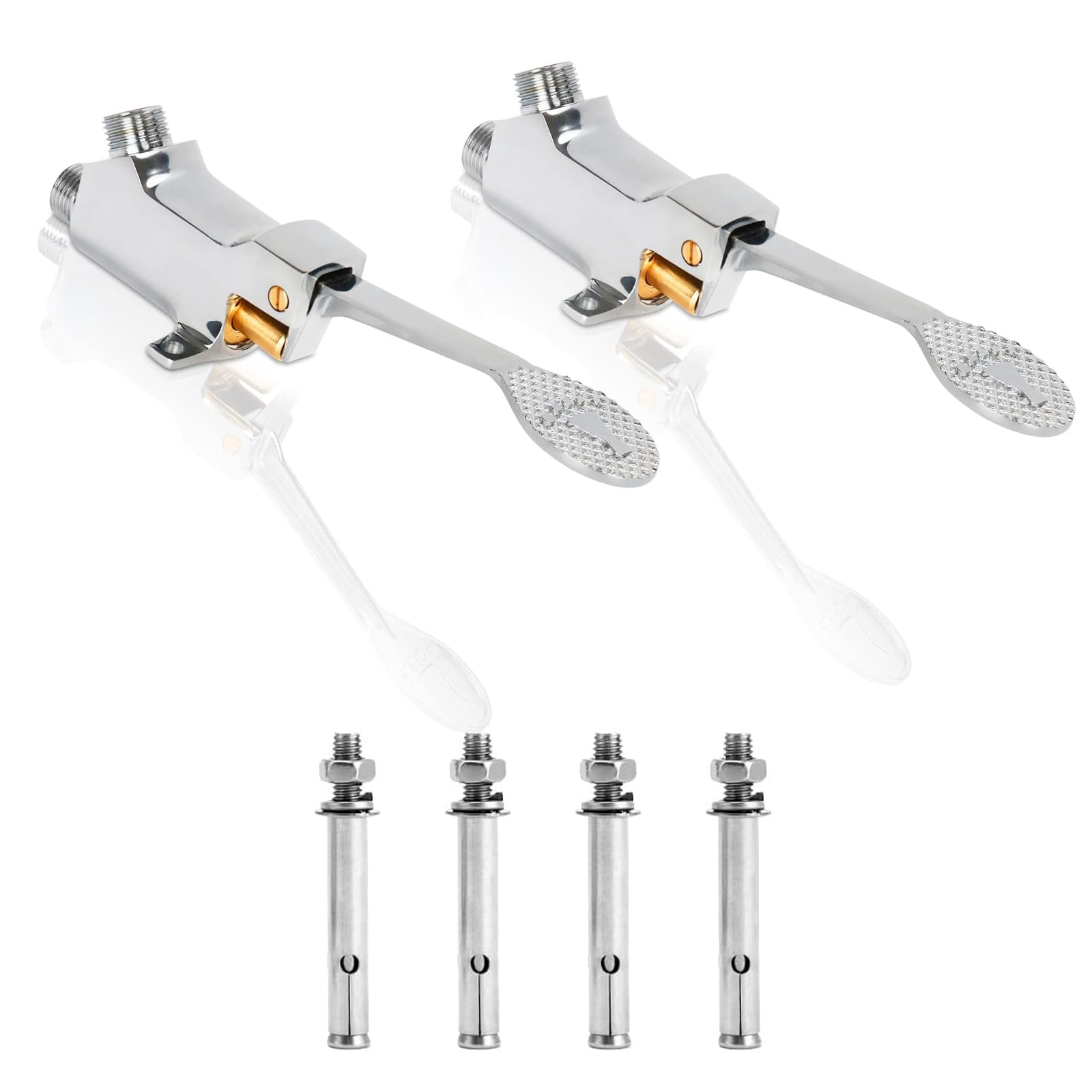 LukLoy Lot de 2 valves à pédale simple montage au sol, chrome poli