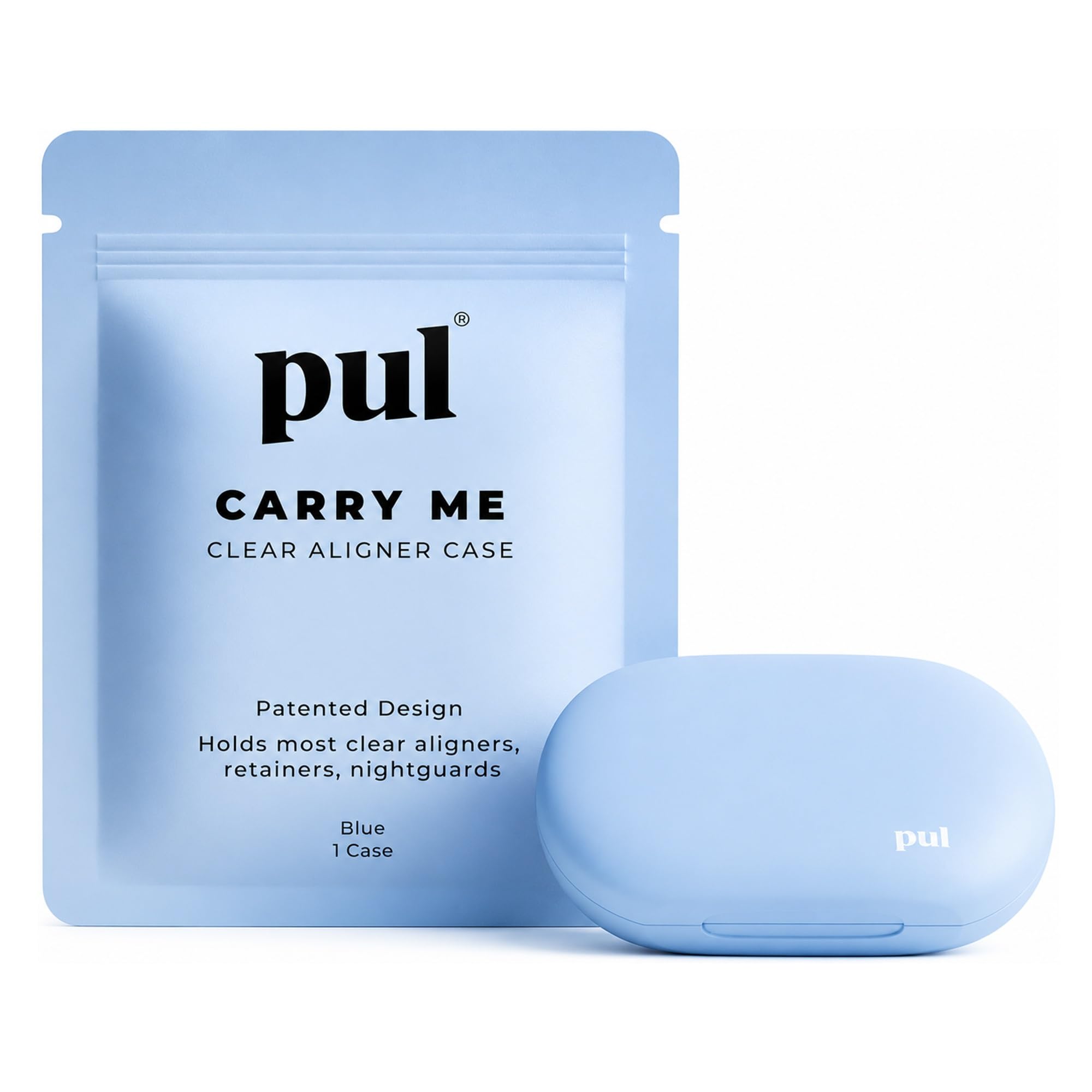 PUL Retainer Case for Invisalign &amp; Clear Aligners - Slim Clear Aligner Case with Secure Magnetic Closure - Travel Retainer Holder for Invisalign Accessories, Mouth Guards &amp; Dentures - Blue