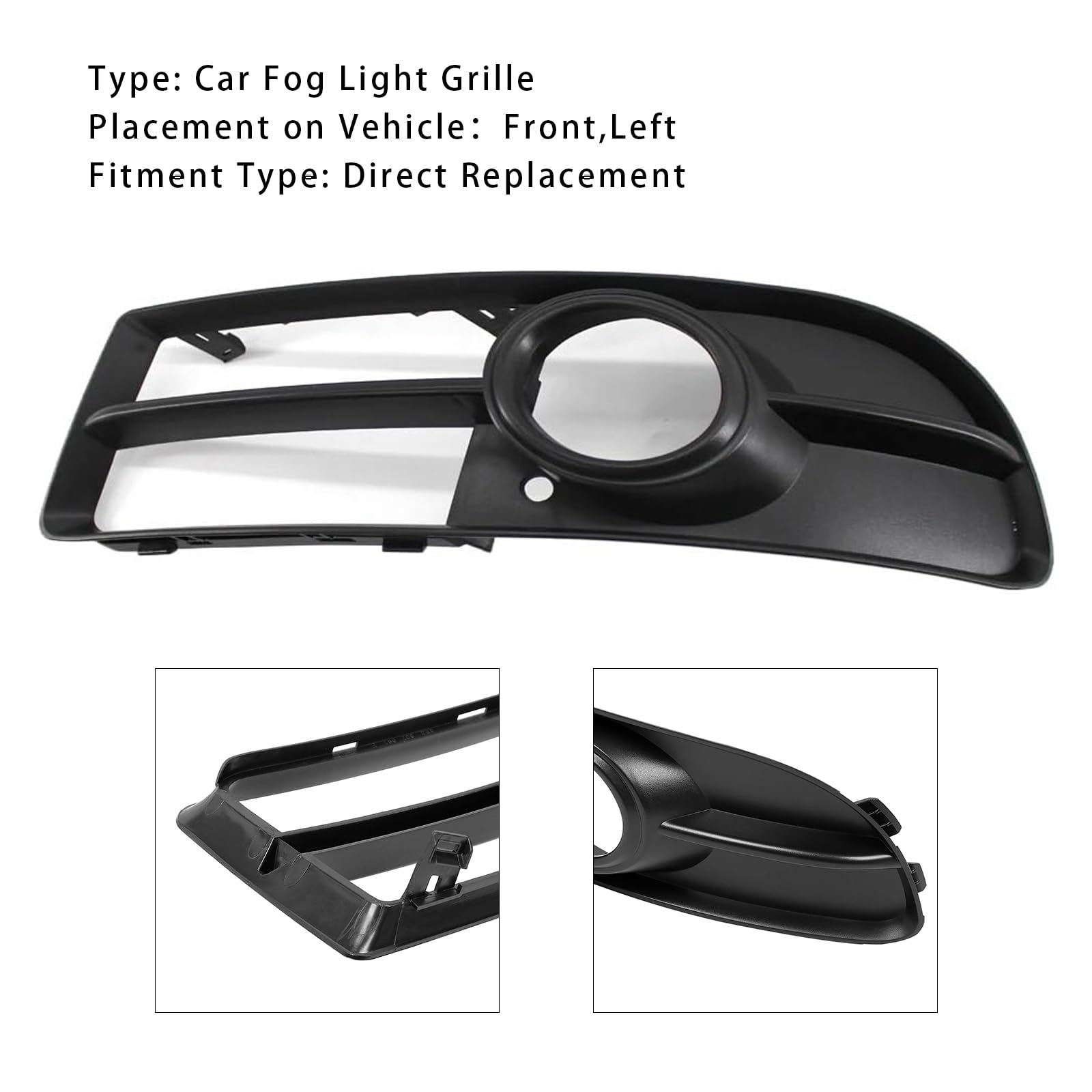 Griglia paraurti Anteriore Front Bumper Grille Fog Light Grill Fit for Audi A4 B7 S-Line S4 2005-08 Left Side (No Logo)