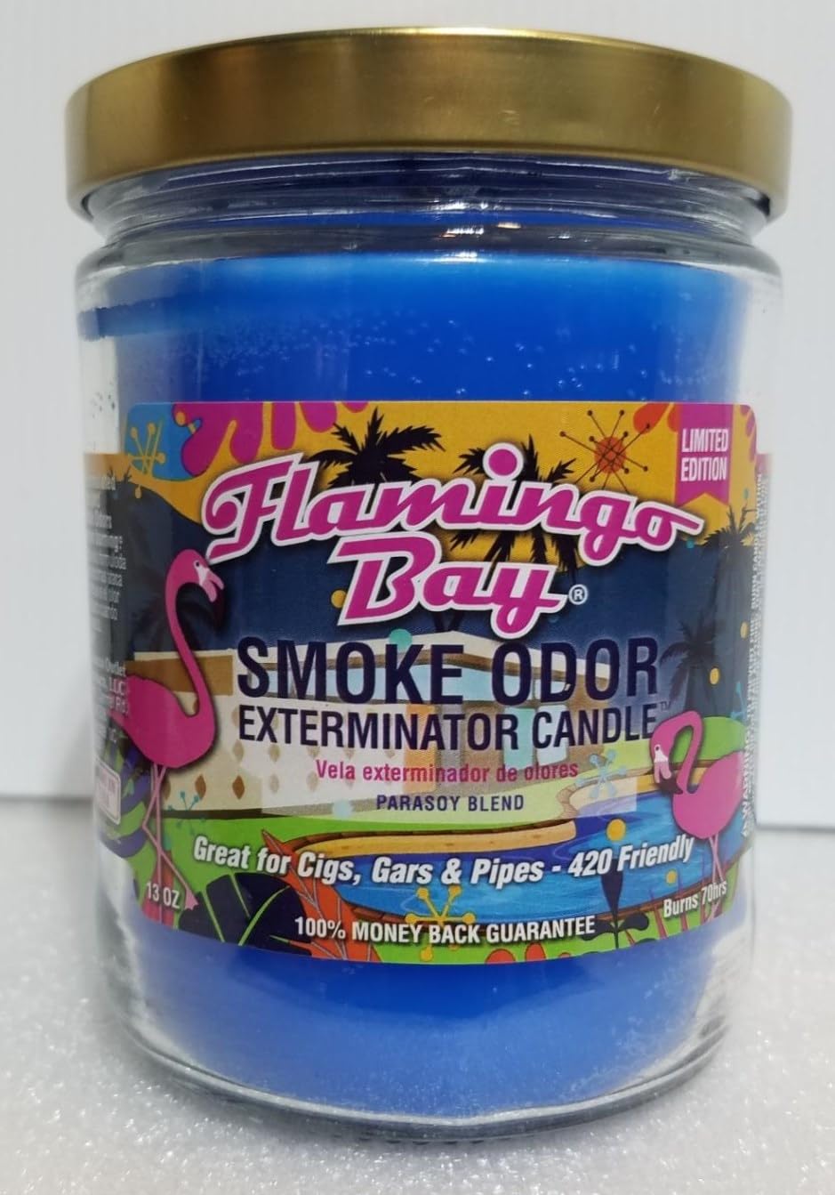 Smoke Odor Exterminator 13oz Jar Candle, Flamingo Bay Pack of a Candle.