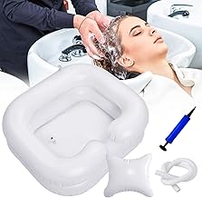 KIMIGO Lavabo Gonflable,Lavabo à Cheveux Gonflable avec Tuyau de Drainage de 1 m,Coussin et Pompe à Air,Bac à shampoing gonflable,Idéal pour les Femmes Enceintes,les Personnes Blessées et les Séniors