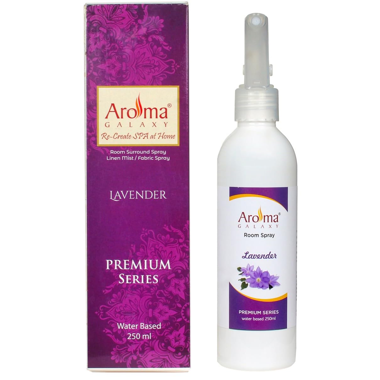 Aroma Galaxy Natural Lavender Room & Linen Spray - Sheets, Pillow, Fabric, Bed Air Freshener & Deodorizer - Calming Fragrance for Sleeping - Relaxing & Refreshing Scent Removes Smell - 250 ML