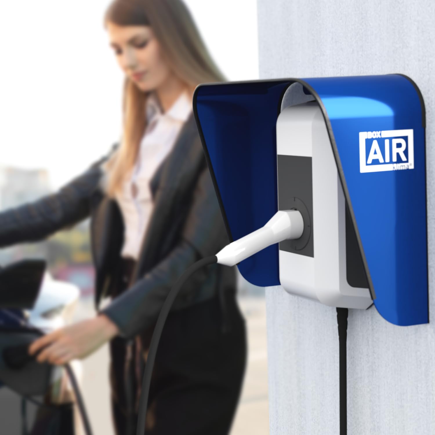 Pokrowiec na Wallbox | Aluminiowa stacja ładująca do stacji ładującej do samochodów elektrycznych | dach przeciwdeszczowy, ochrona przed słońcem i promieniowaniem UV (niebieski, S)
