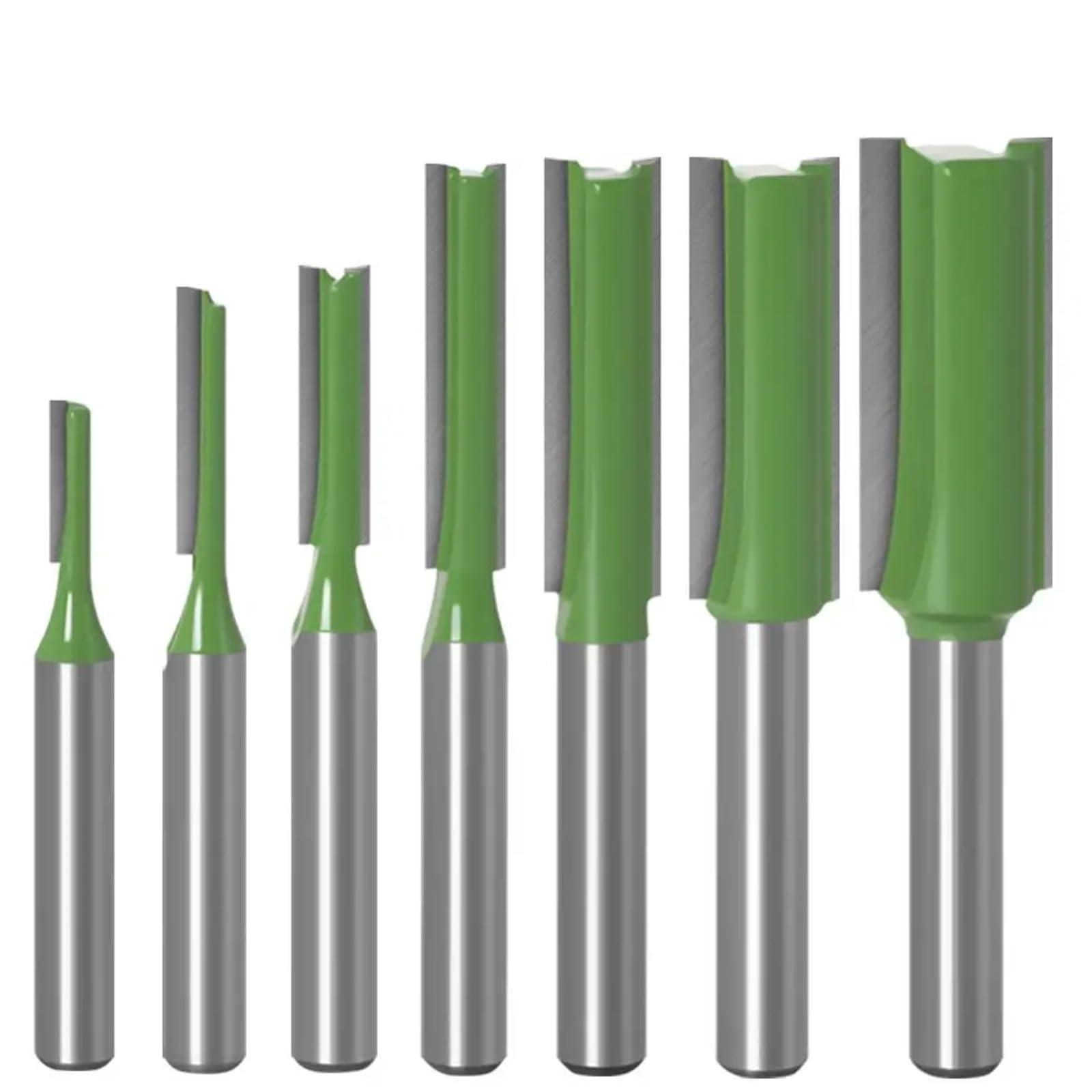 Frezy do frezowania wpustów, Frez prosty z węglika wolframu, trzpień 6 mm, do drewna pojedynczym lub podwójnym rowkiem, 7 szt(7pcs 6.35mm Shank)