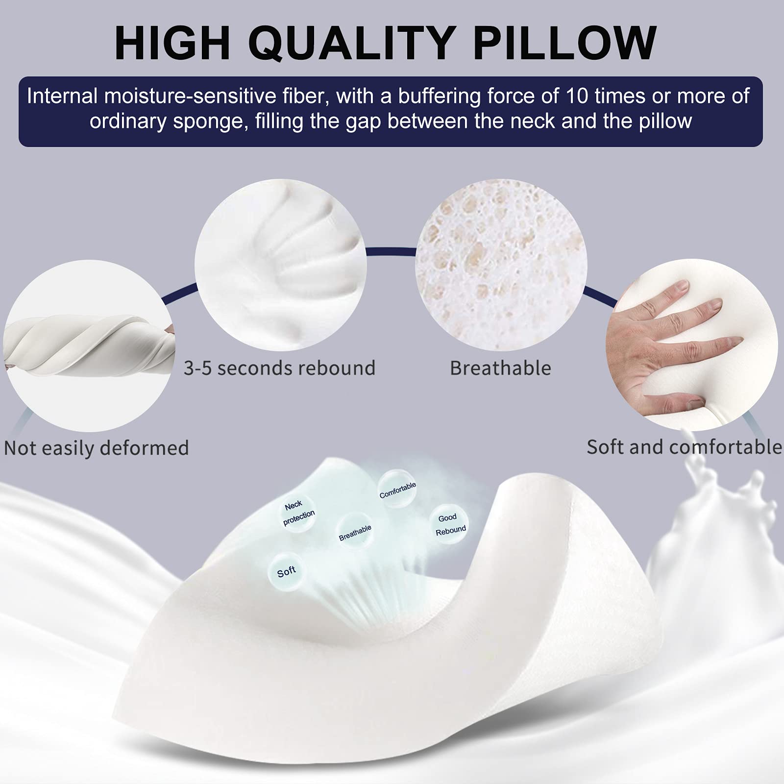 Fityou Memory Foam Pillow,Ergonomic Neck Support Pillow,Sleeping Pillow with Zip for Side Sleepers,Back Sleepers,Washable Pillow Case,60 x 35 cm