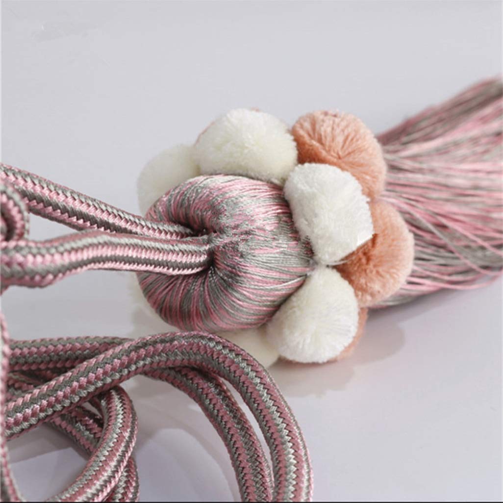 1 paire d'embrasses de rideaux à pompons faites à la main pour chambre de fille, couleur café