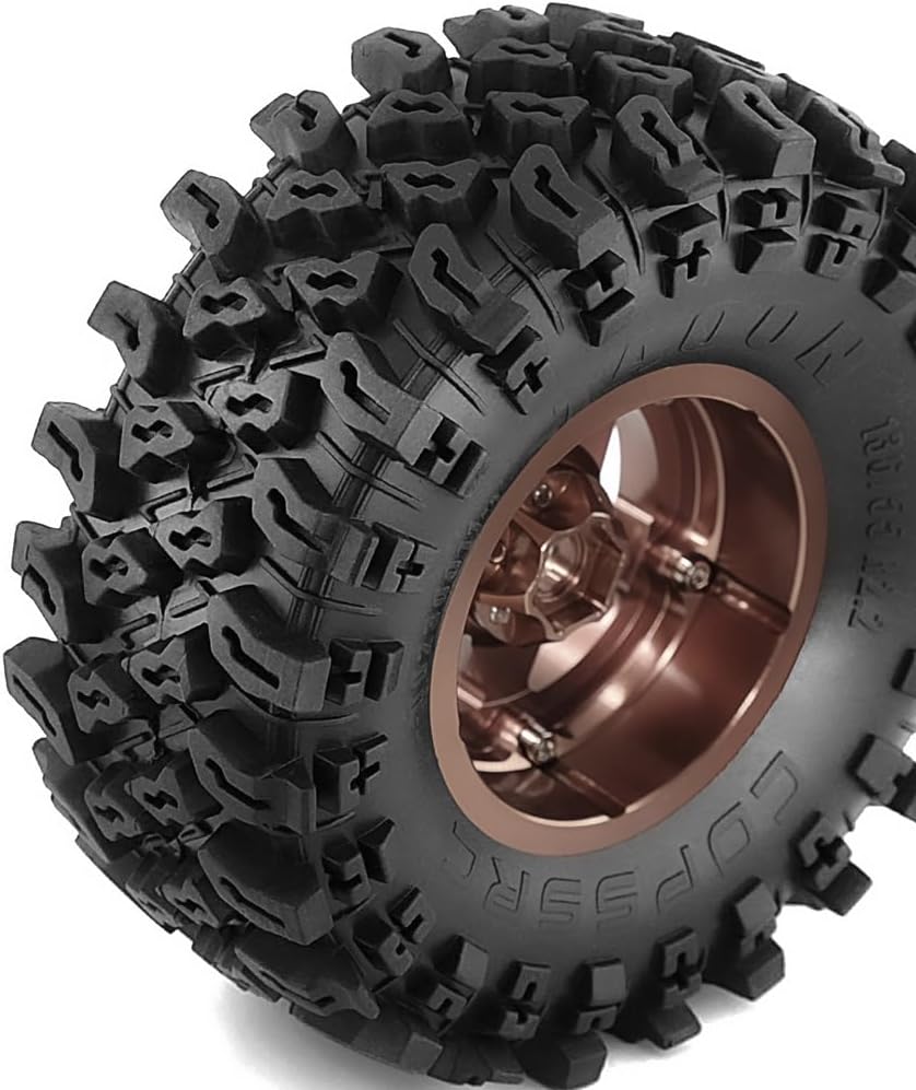 Fwefydwe 4個 136mm メタル 2.2インチ ビードロック ホイール リム タイヤ セット 1/10 RC クローラー