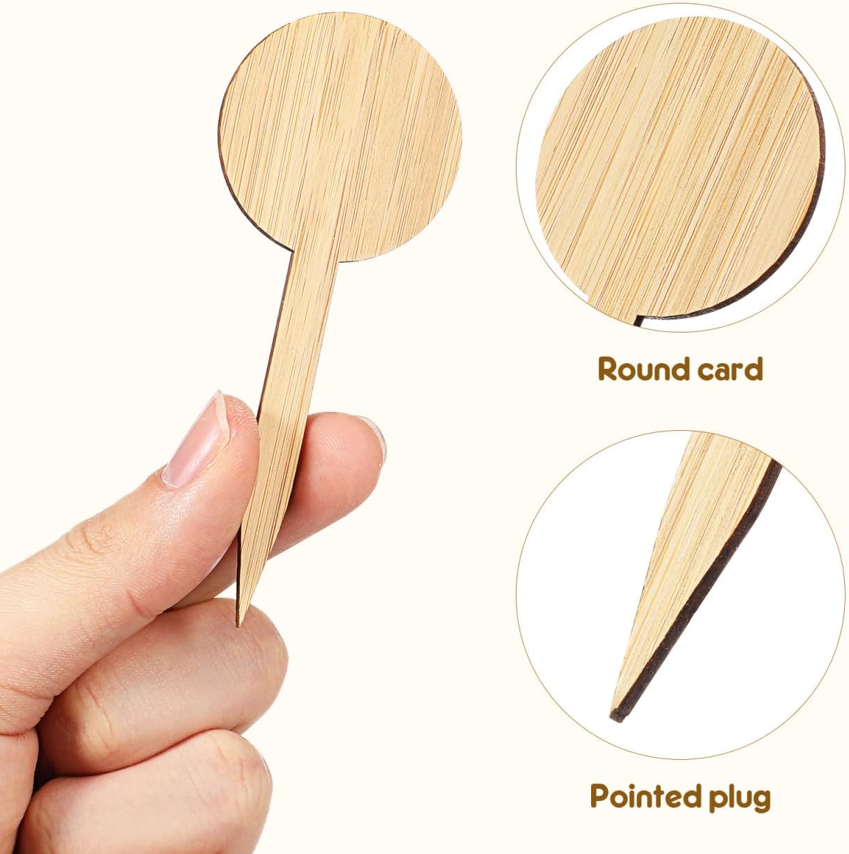 Toddmomy 20 Pcs Bamboo Plant Markers 3.9 Inch Round Garden Labels image 2