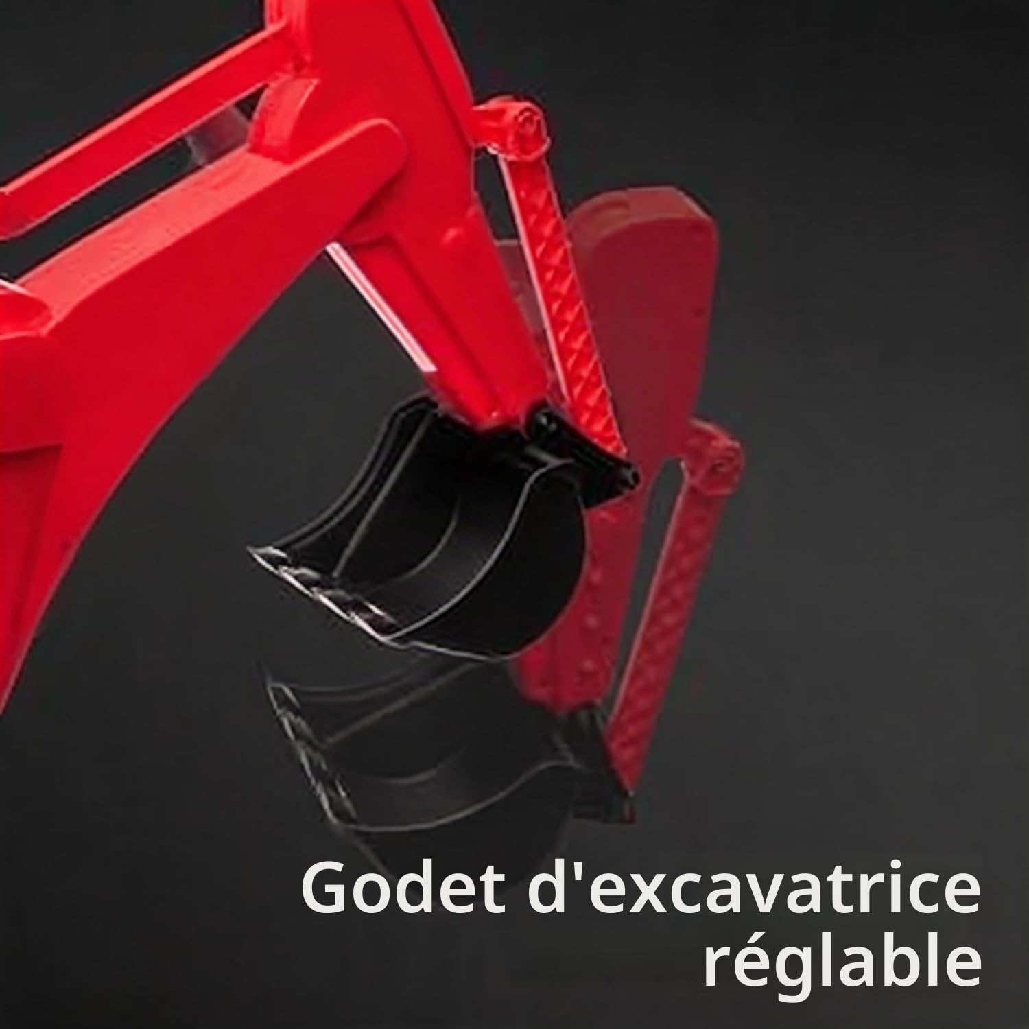 Garvee 12V Tracteur Électrique pour Enfants avec Klaxon, Télécommande 2,4G, 4 en 1 Excavatrice Électrique avec Pelle, Bulldozer, Plafond Amovible, 2-4km/h pour Enfants de 3 Ans+, Rouge