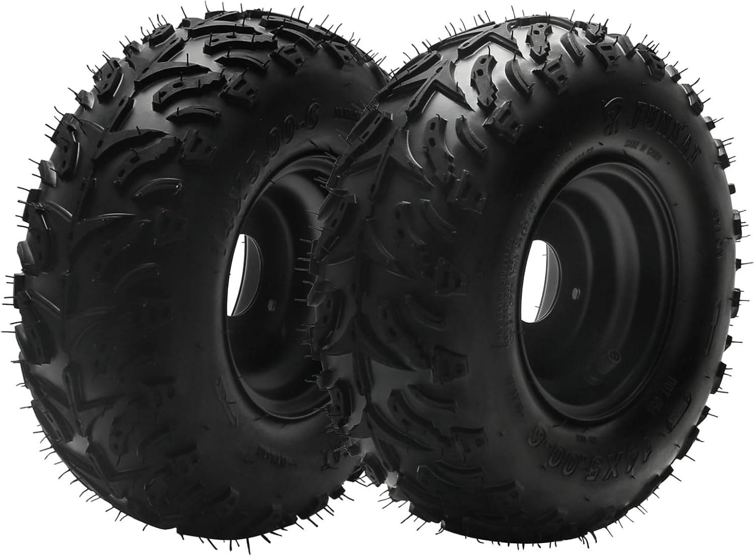 14x5.00-6 ATV Tires with 6" Aluminum Alloy Rim, Tubeless, 2 Pack, Front Wheel Axle Hubs, Fits Go Kart, Mini Bike, 4 Wheeler, Drift Trike, UTV, Lawn Mower