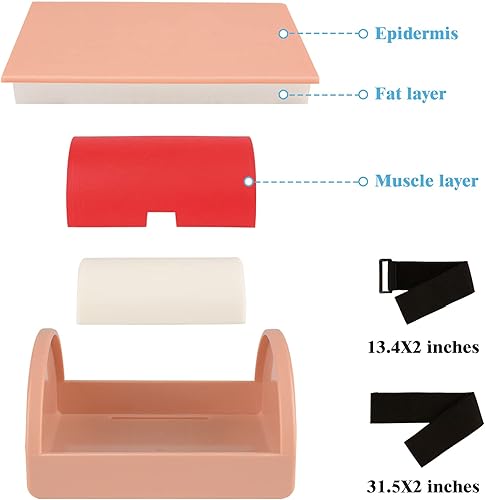 Miniatura 4 de Medarchitect Modelo de almohadilla de entrenamiento de inyección intramuscular con 3 capas de piel IM, SQ, herramienta de práctica de simulador de