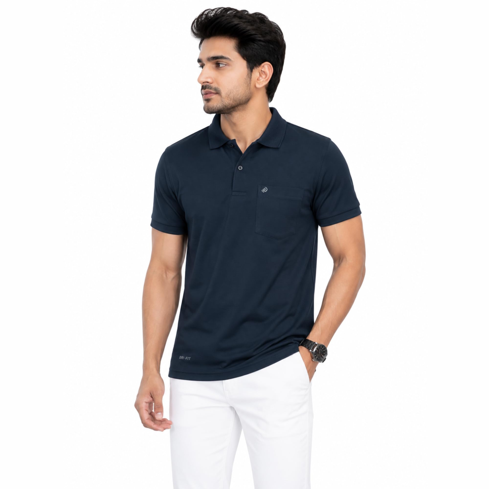 Men's Solid Black Polo T-Shirt in Dri-FIT Fabric-picture-42