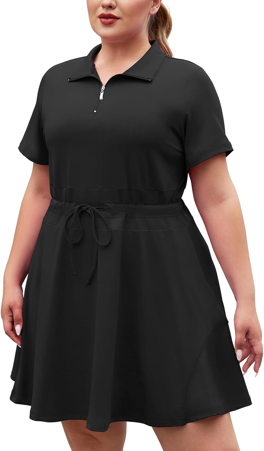 Tanst Sky Womens Plus Size Golf Dress with Shorts Short Sleeve Zip Up Tennis Workout Athletic Dresses Two Piece Set