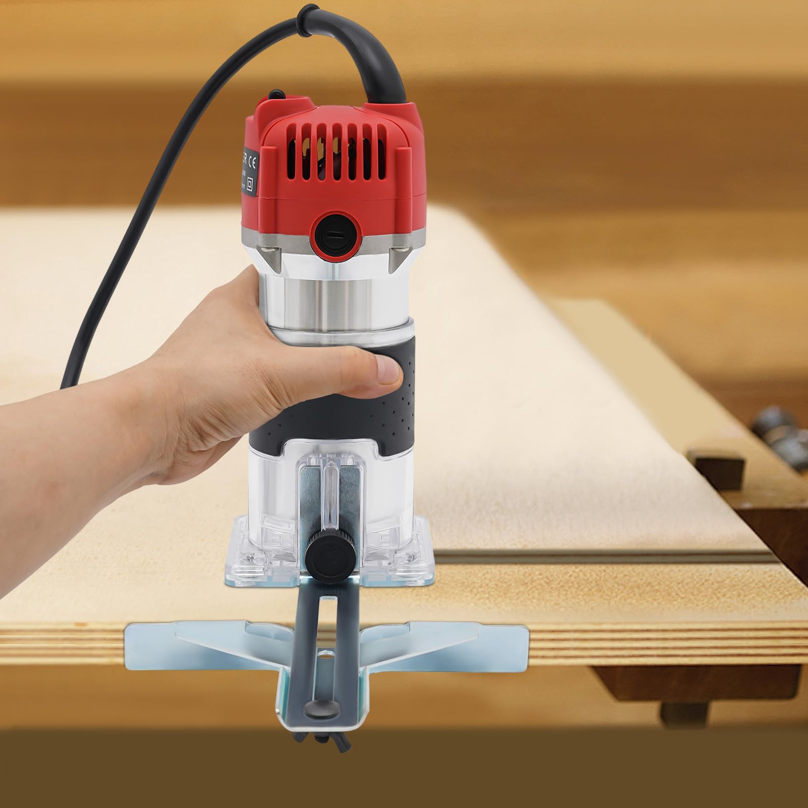 Fresadora de 800 W con una mano, 30.000 rpm, fresadora de madera eléctrica, 6,35 mm para trabajar la madera