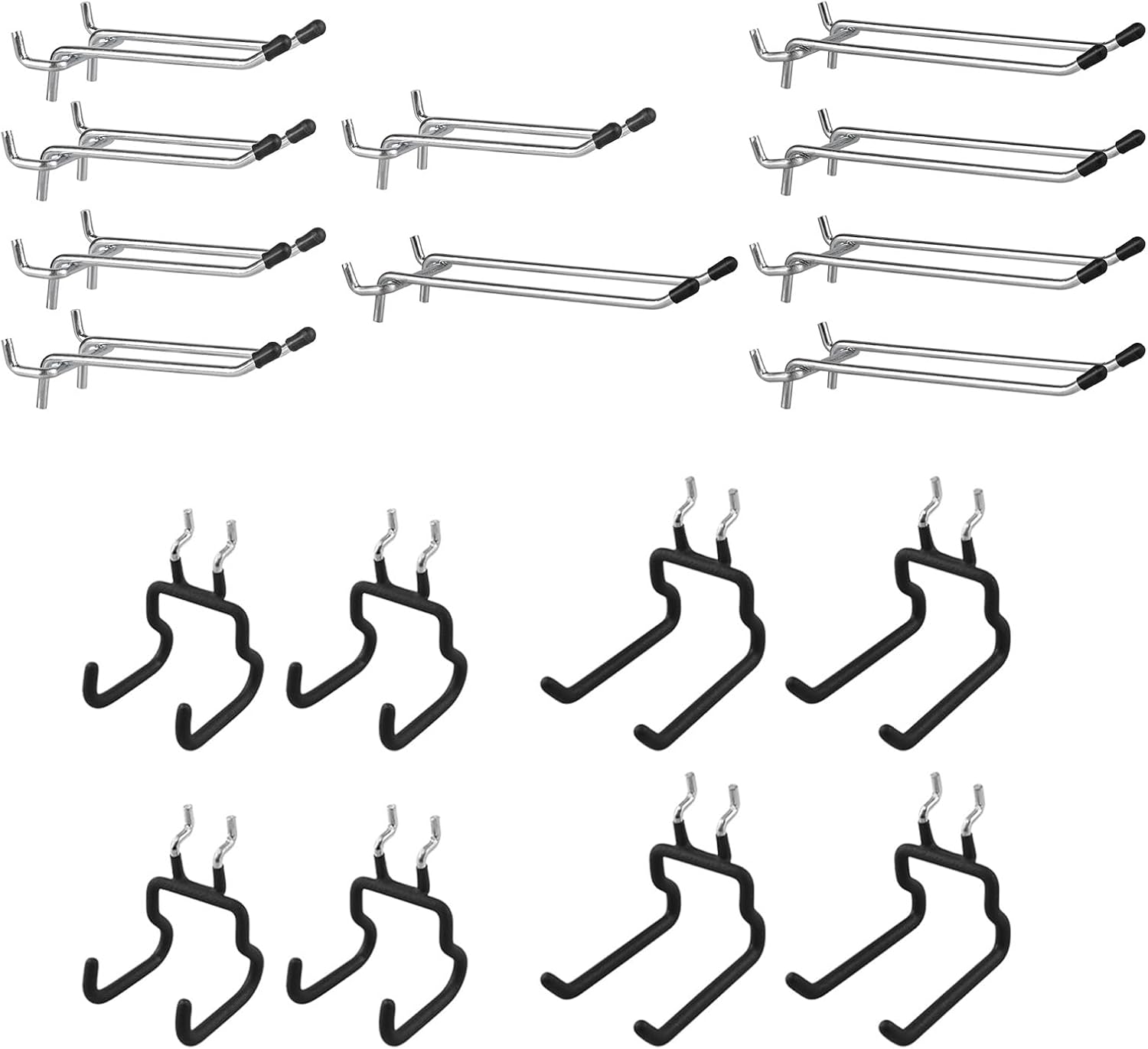 G.CORE 1/4-Inch Peg Board Accessories, 18 Pack Heavy Duty Pegboard Set Hooks Hangers, Peg Hooks Assortment Organizer Accessory