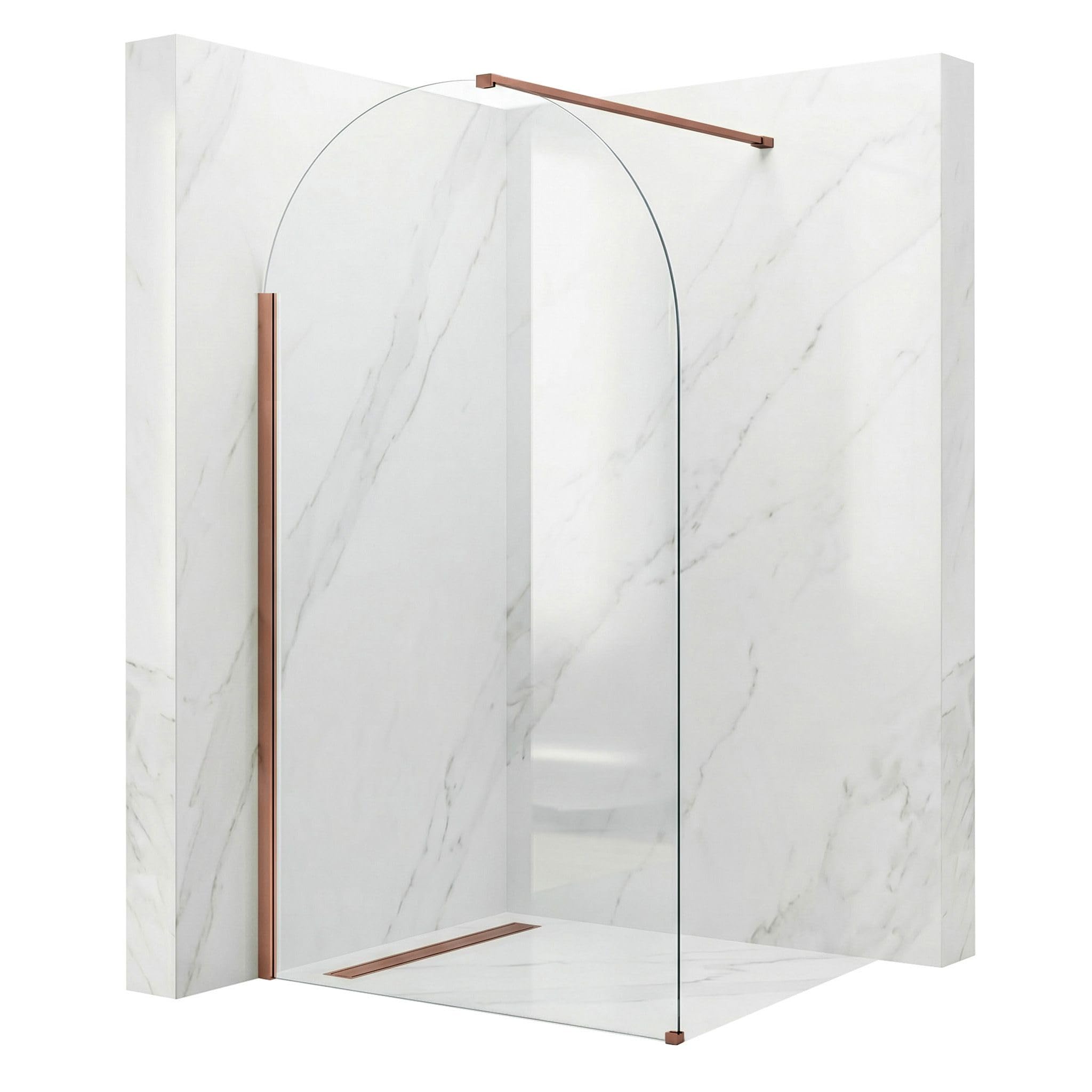 Rea - Ścianka prysznicowa Walk-In Heaven Brush Copper 120-0,8 x 120 x 200 cm