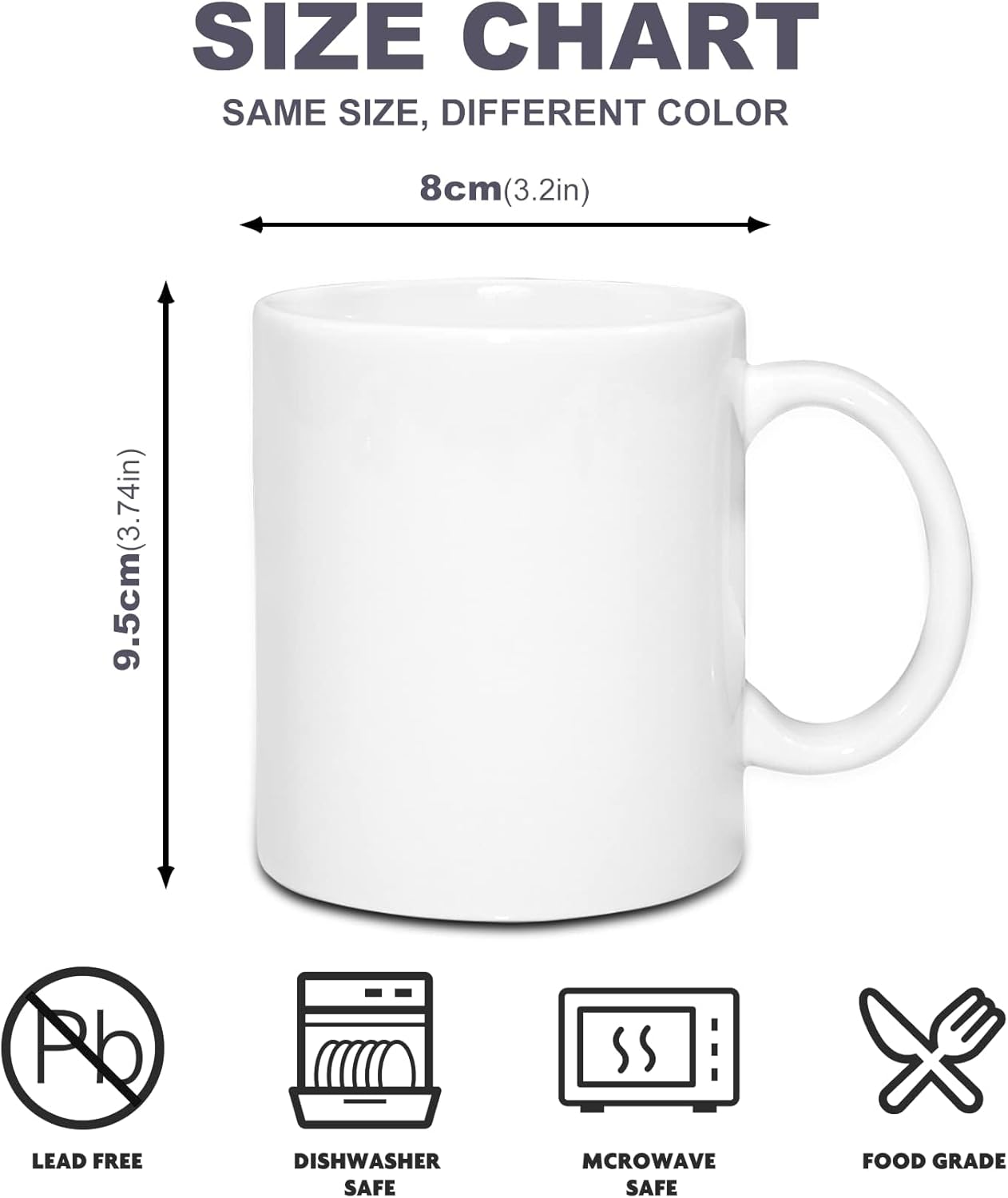 Set of 24 11oz Sublimation Blanks White Ceramic Coffee Mugs for Tea, Milk, Latte, Hot Cocoa