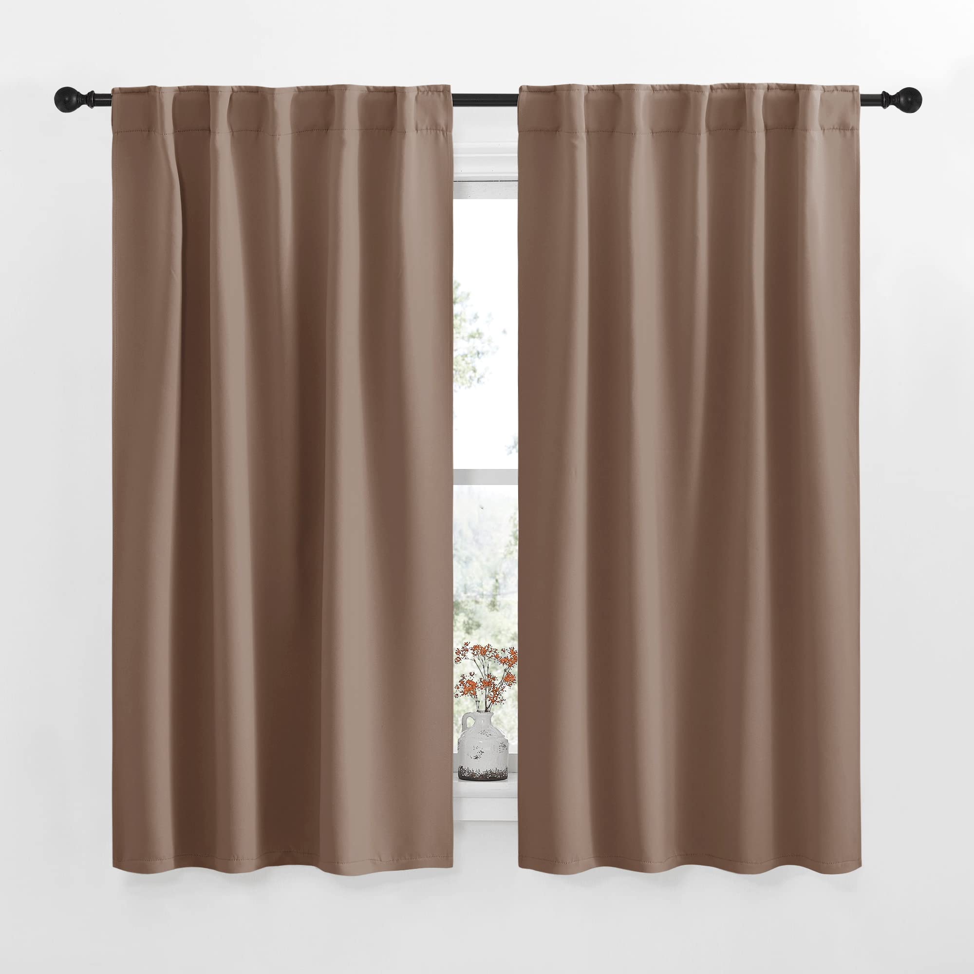 NICETOWN RV Curtains for Camper Windows - (Cappuccino Color) 34x54 Inch, 2 Panels Set, Thermal Insulated Room Darkening Blackout Drapes/Draperies with Rod Pocket &amp; Back Tab for Half Window