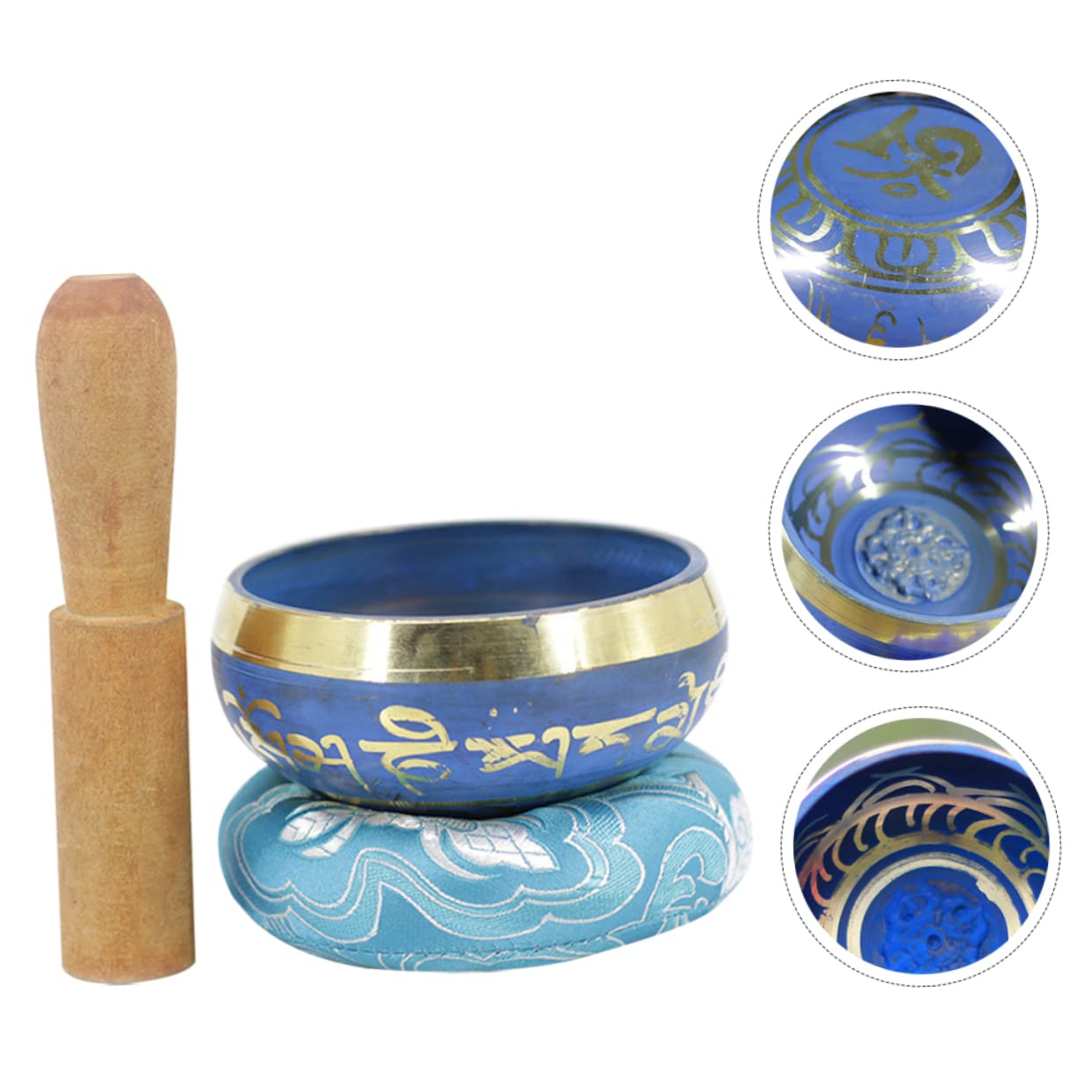 5 set di accessori per ciotole da meditazione Ciotola per il canto del Buddha Fornitura del buddismo Ciotole per musica da meditazione Ciotole tibetane Decorazioni Zen Decorare Ciotole per il suono
