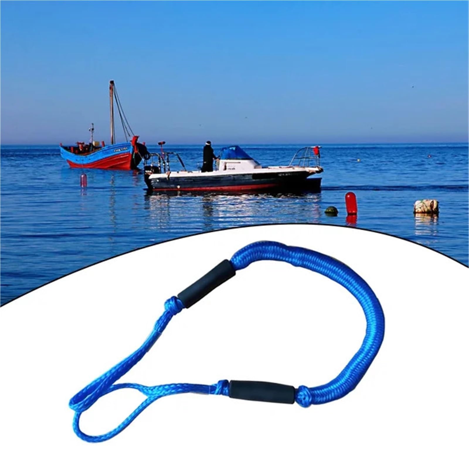 Soywim Blu Mooring Rope, 1.2M Elastic Bungee Boat Dock Lines Marine Mooring Rope With Foam Float Accessory For Waverunner Pontoon(Blu)