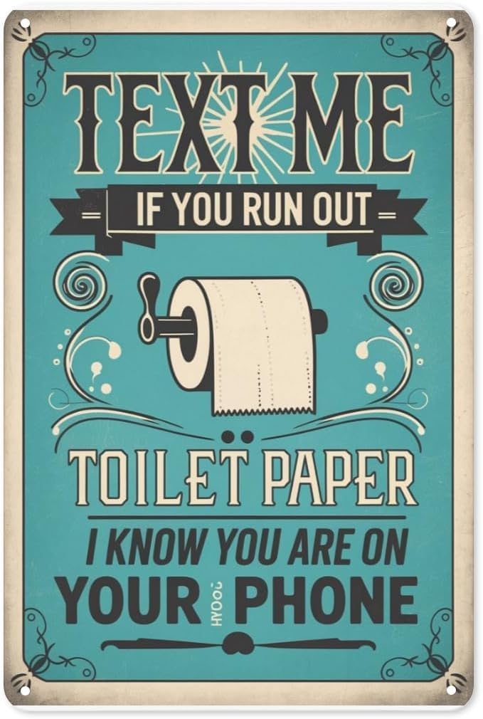 Kwqdozf As Pic Funny Aluminum Tin Sign Bathroom Humor Quirky Metal Wall Art For Powder Roo