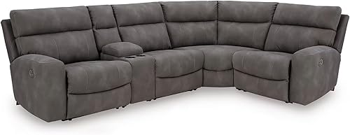 Miniatura 42 de Signature Design by Ashley Next-Gen DuraPella - Sofá reclinable moderno de piel sintética con reposacabezas ajustable, color gris