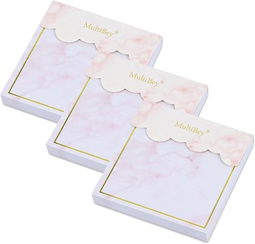 Nota adhesiva con borde dorado y mármol, bloc de notas autoadhesivas fuertes, para lista de tareas, cubo, recordatorio, mensaje (6 blocs, 600 hojas)