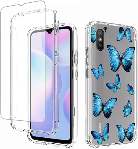 Miniatura 1 de Zoeirc Funda para Redmi 9A M2006C3LGRedmi 9i M2006C3LII con protector de pantalla de vidrio templado, suave 360 de cuerpo completo a prueba de