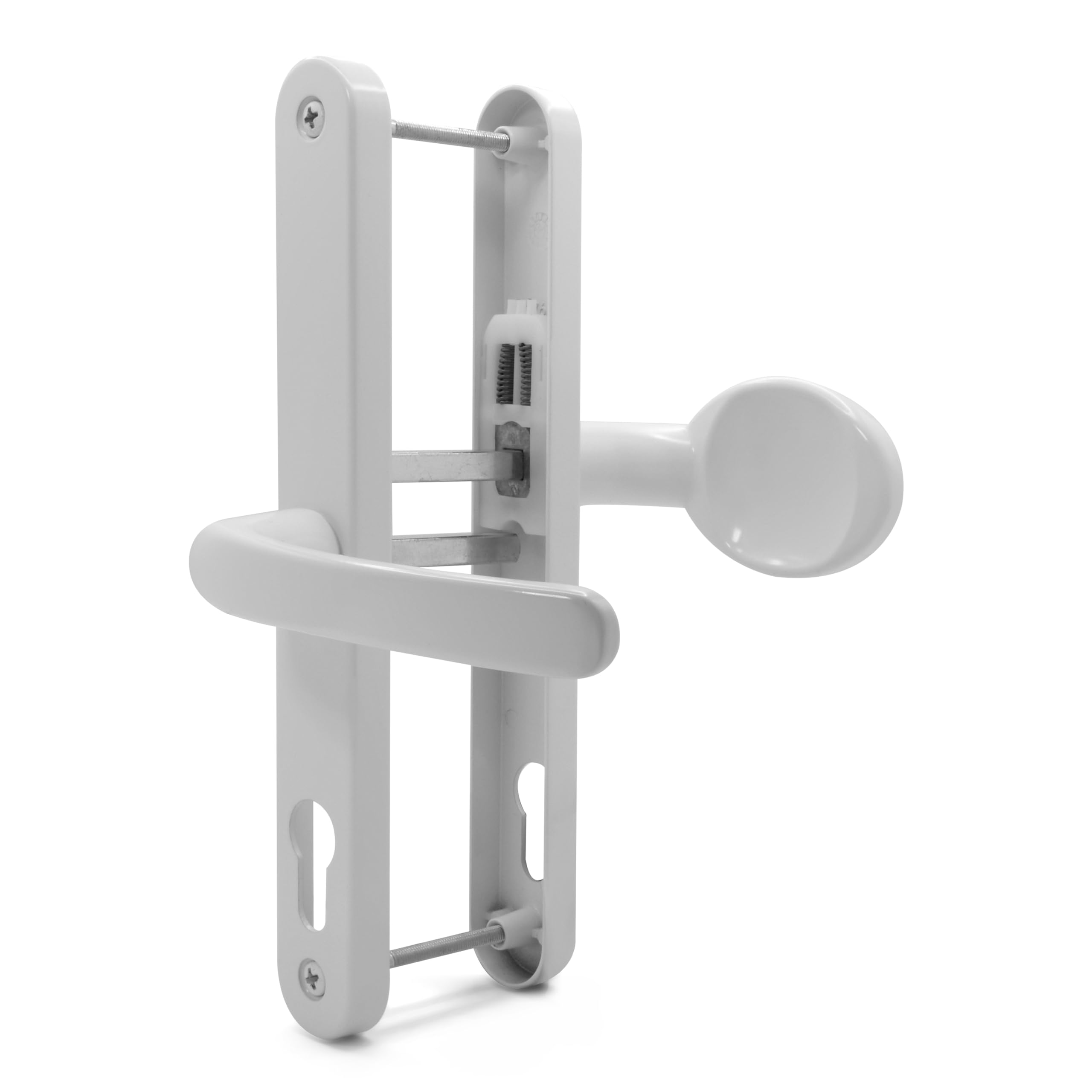 TSS UPVC Door Handles Set, Lever Moveable Pad, 70mm / 92mm PZ (Centres), 215mm Screw to Screw, Backplate 247mm X 32mm