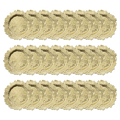 DreamRcoach Charger Plates, Decor Reusable 24 PCS Plate, Plastic Plate Chargers, Tabletop Decor for Dinner Plates, Wedding, Party Elegant Decoration, Maiangel Gold/Silver Reef Charger Plates (Gold)