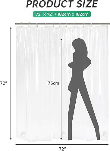 Miniatura 8 de AmazerBath Juego de cortina de ducha impermeable esmerilada y juego de cortina de ducha de gofre blanco resistente, 72 x 72 pulgadas