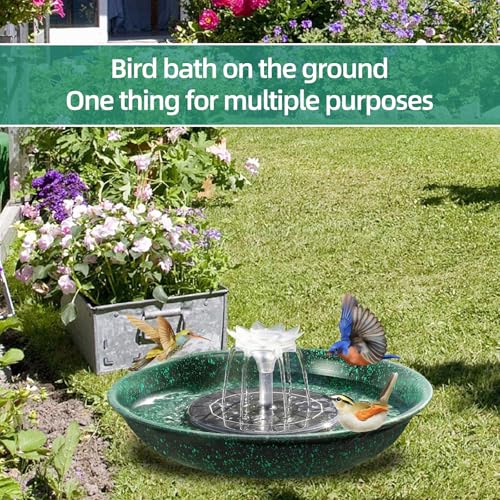 Image of Yiabivo Deck Mounted Bird Bath with Solar Fountain,Solar Railing Bird Bath Fountains for Hummingbirds,Adjustable Metal Durable Deck Bird Bath Holder for Outdoor Railings, Garden,Patio Deck