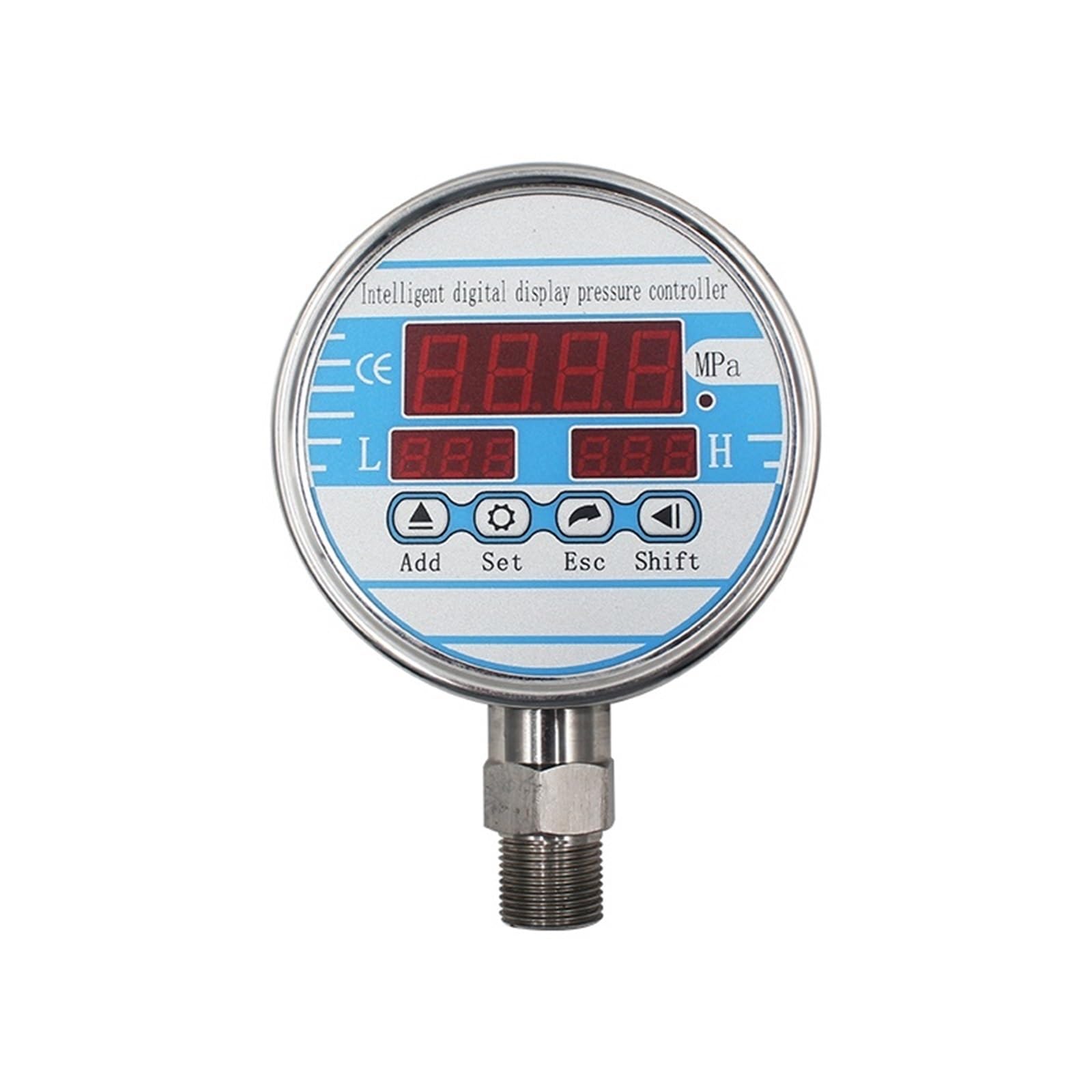 QDX50B Manómetro digital de 0-100 Mpa hidráulico contacto eléctrico con esfera 100 mm presión 200 bar 400 Rosca G1-2, rosca NPT1-4 1 pieza(G1-2 thread,0-10Mpa)